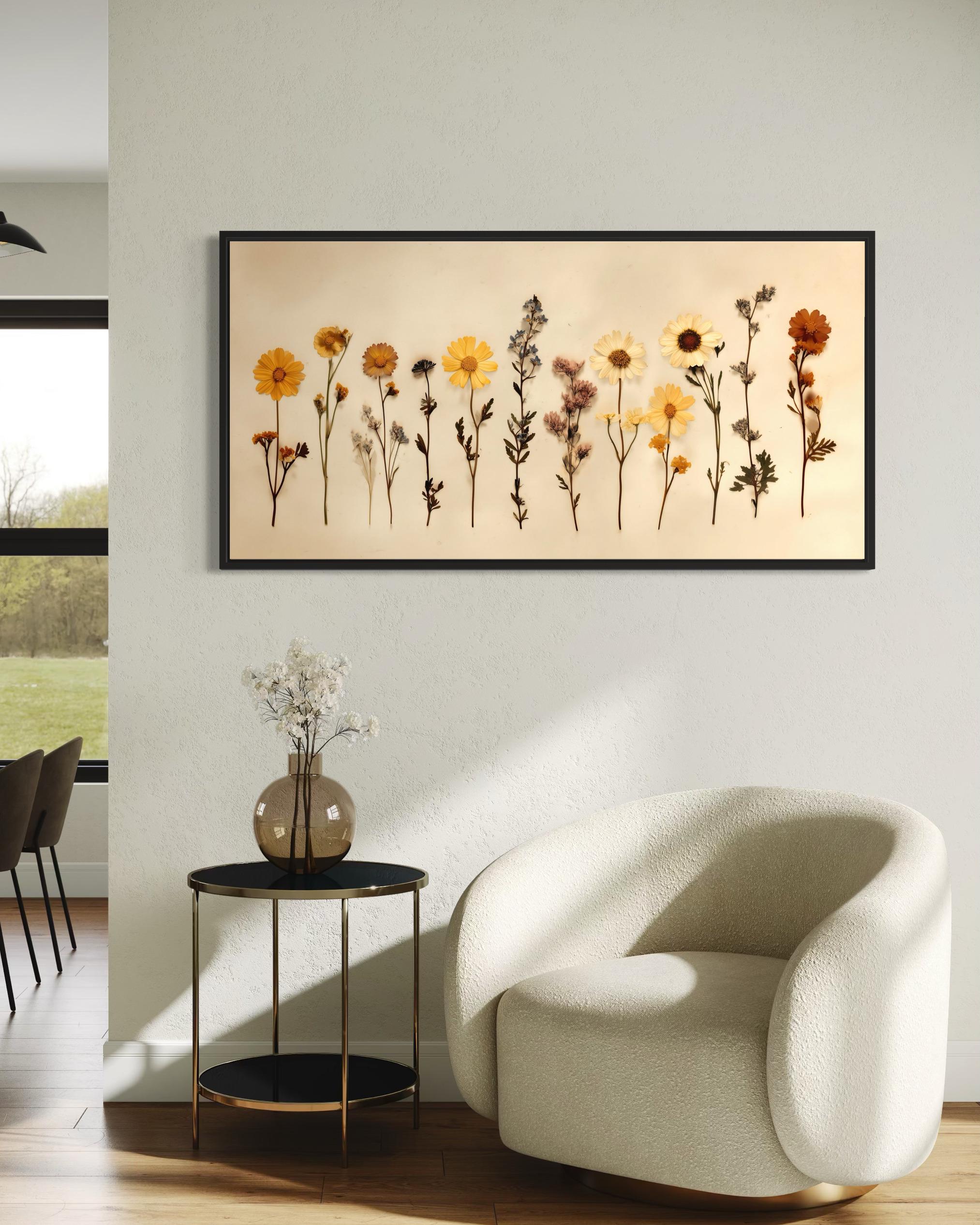 Elegant Pressed Wildflower Botanical Canvas Print Vintage Herbarium ...