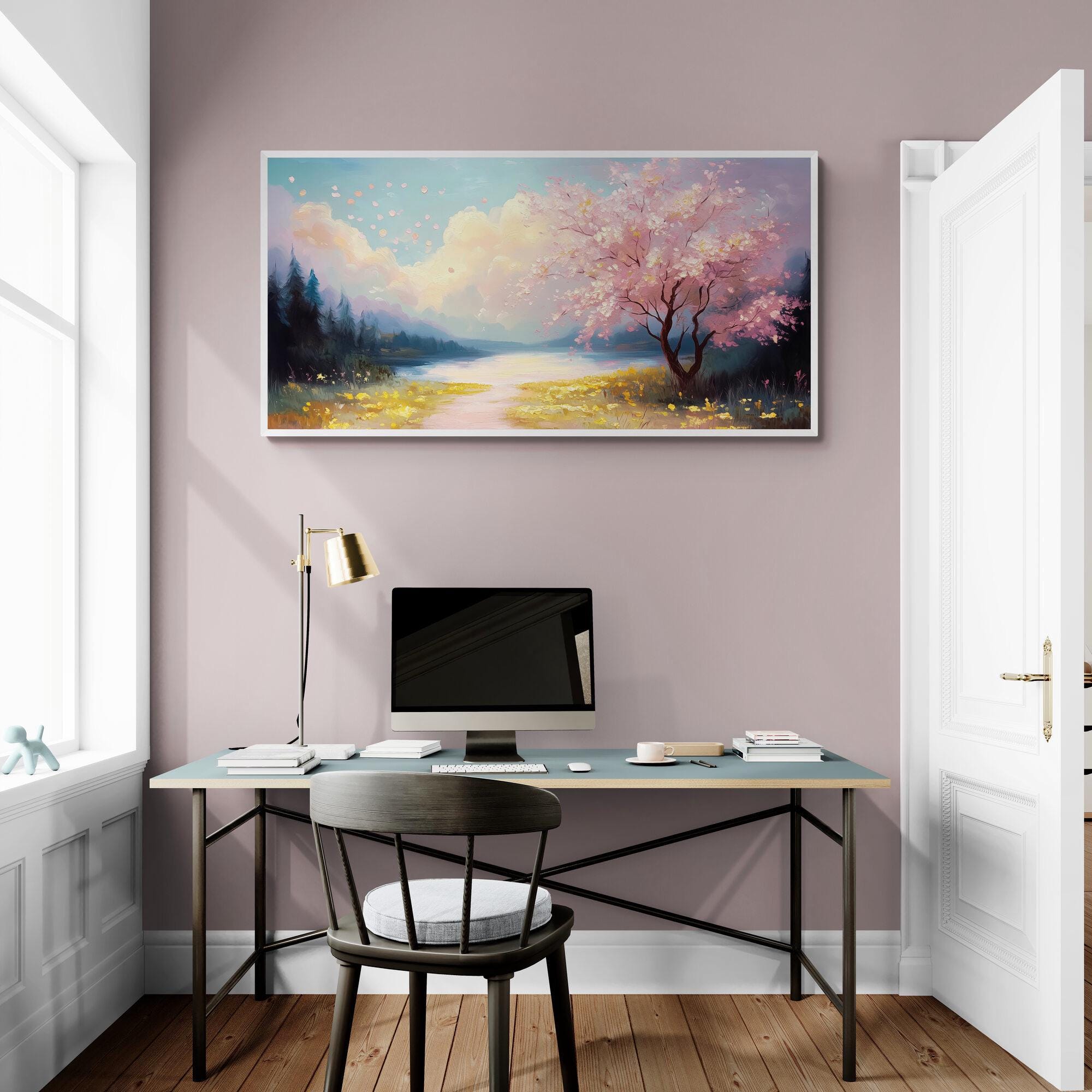Large Cherry Blossom Tree Canvas Print Romantic Spring Landscape ...