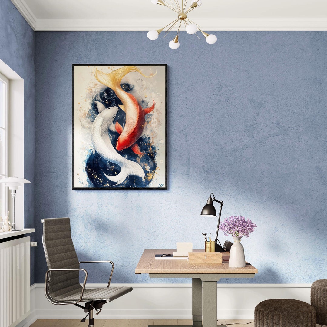 Majestic Pisces Zodiac Sign Two Koi Fish Yin Yang Infinity Symbol ...