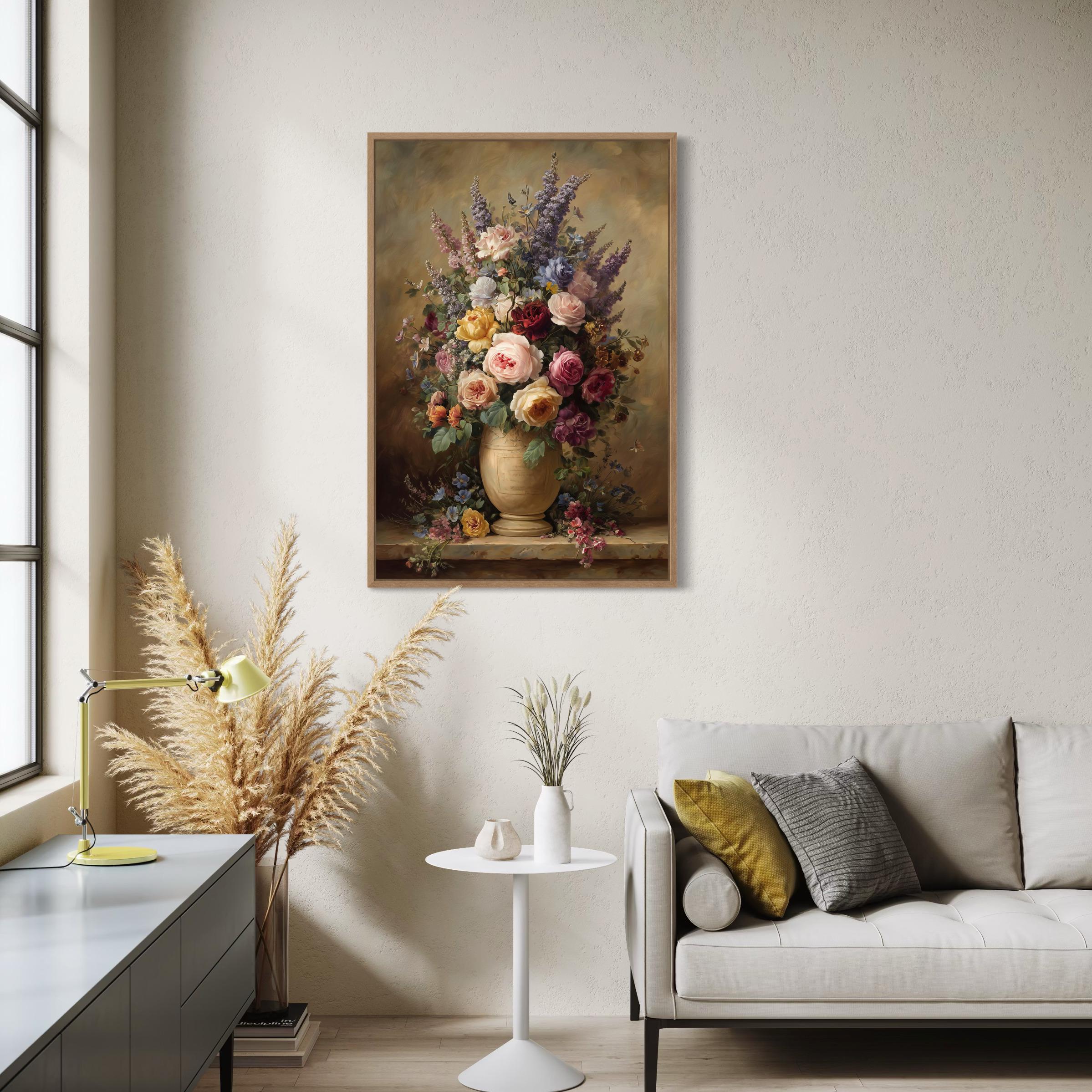 Vintage Flowers in A Vase Wall Art Canvas Print Still Life Floral ...
