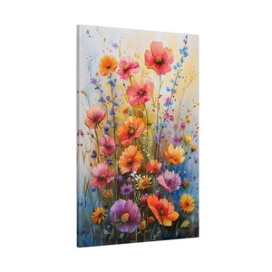 Summer Spring Flowers and Wildflowers Vibrant Watercolor Painting of ...
