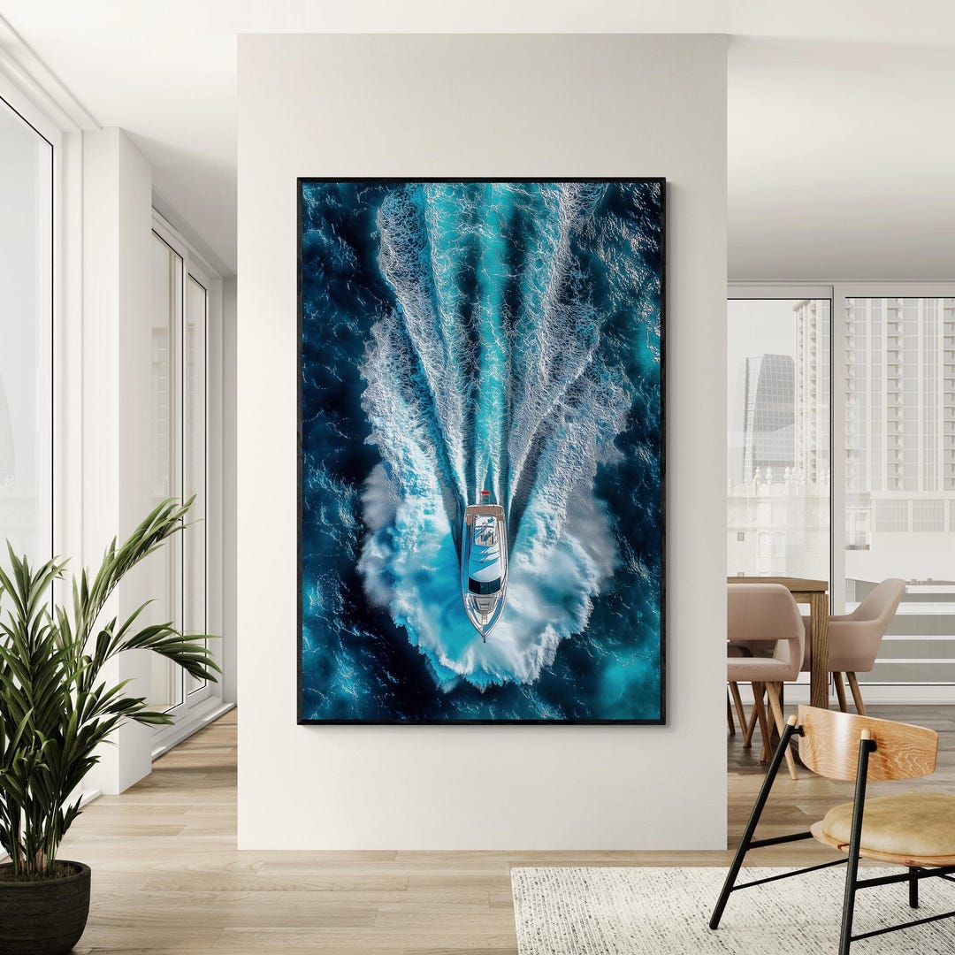 Luxury Yacht and Ocean Waves Canvas Print Boat Photography Wall Art ...