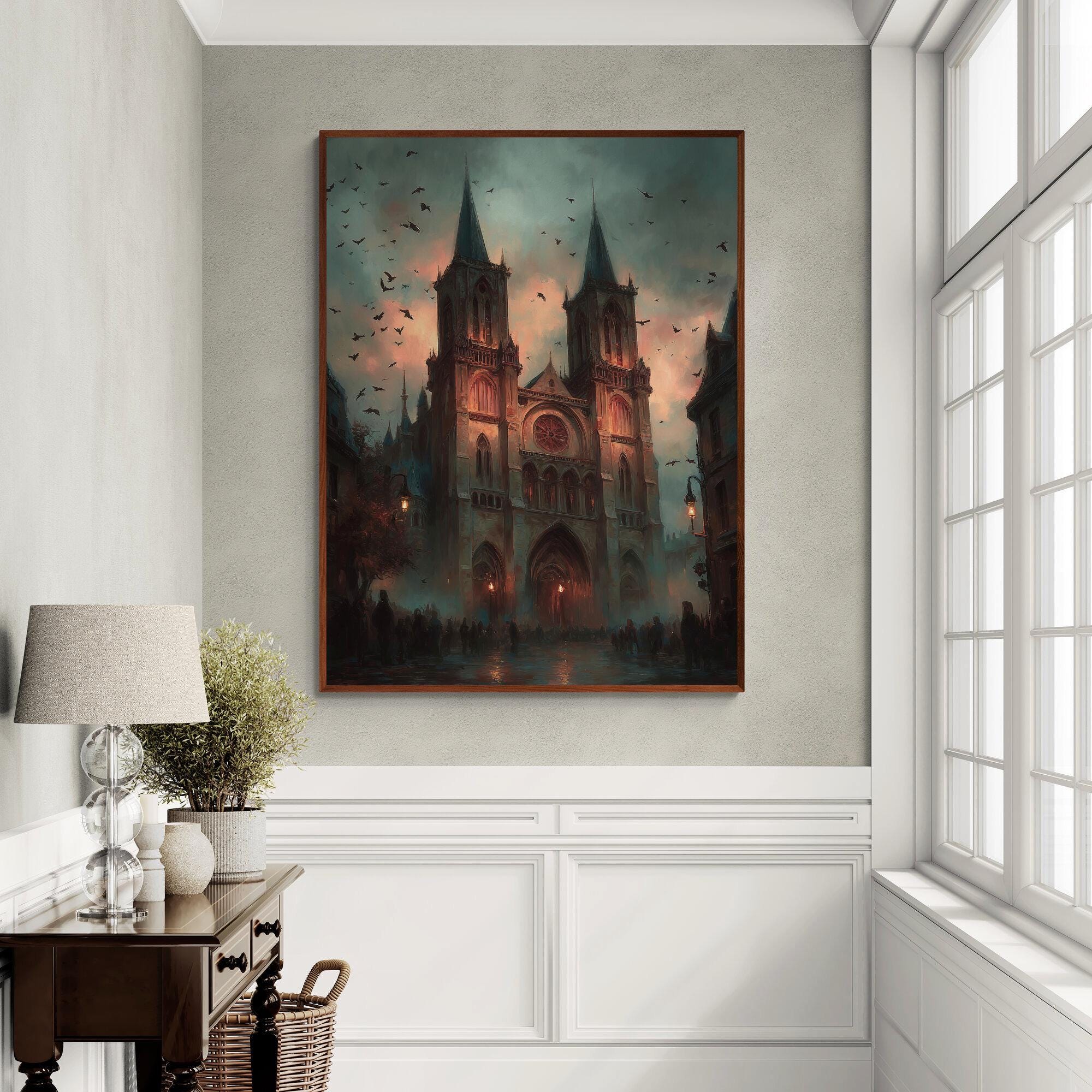 Gothic Cathedral Canvas Print Dark Fairytale Castle Wall Art Notre Dame ...