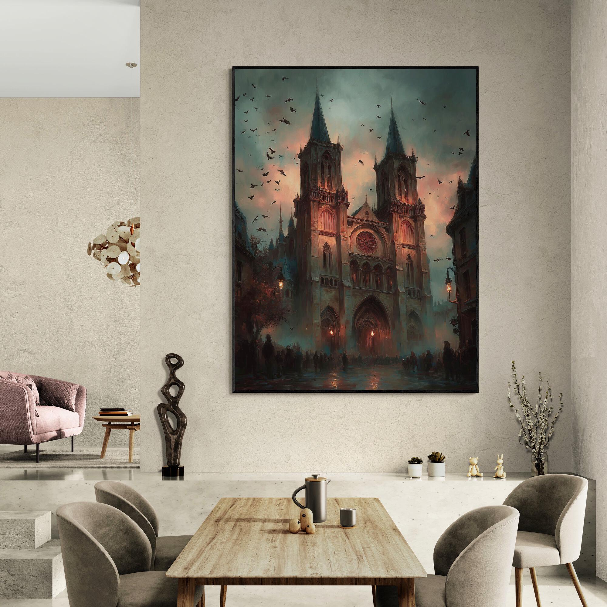 Gothic Cathedral Canvas Print Dark Fairytale Castle Wall Art Notre Dame ...