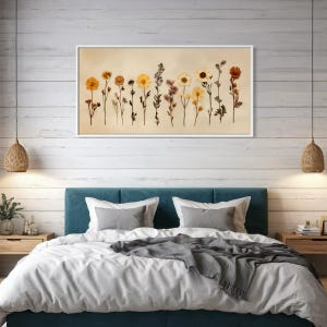 Elegant Pressed Wildflower Botanical Canvas Print Vintage Herbarium Aged Paper Style Rustic Wall Art Minimalist Nature Floral Home Decor image 3