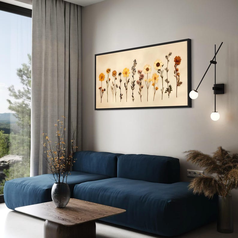 Elegant Pressed Wildflower Botanical Canvas Print Vintage Herbarium Aged Paper Style Rustic Wall Art Minimalist Nature Floral Home Decor image 5