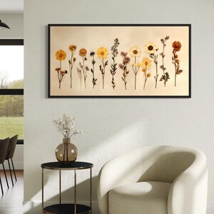Elegant Pressed Wildflower Botanical Canvas Print Vintage Herbarium Aged Paper Style Rustic Wall Art Minimalist Nature Floral Home Decor image 2