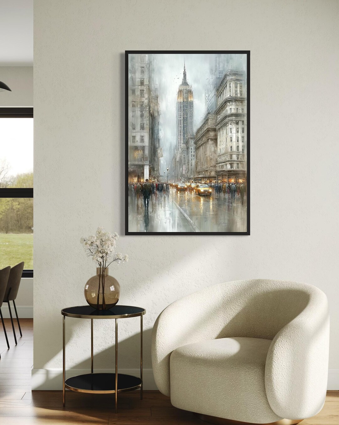 New York City Empire State Building Wall Art Canvas Print Rainy Street ...