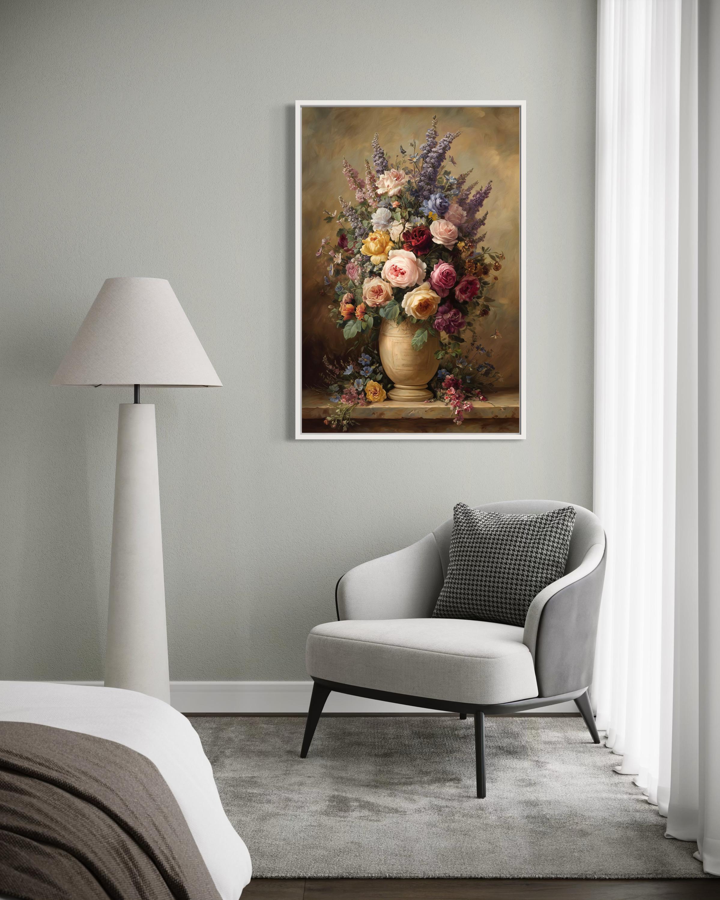 Vintage Flowers in A Vase Wall Art Canvas Print Still Life Floral ...