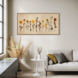 Elegant Pressed Wildflower Botanical Canvas Print Vintage Herbarium Aged Paper Style Rustic Wall Art Minimalist Nature Floral Home Decor image 6