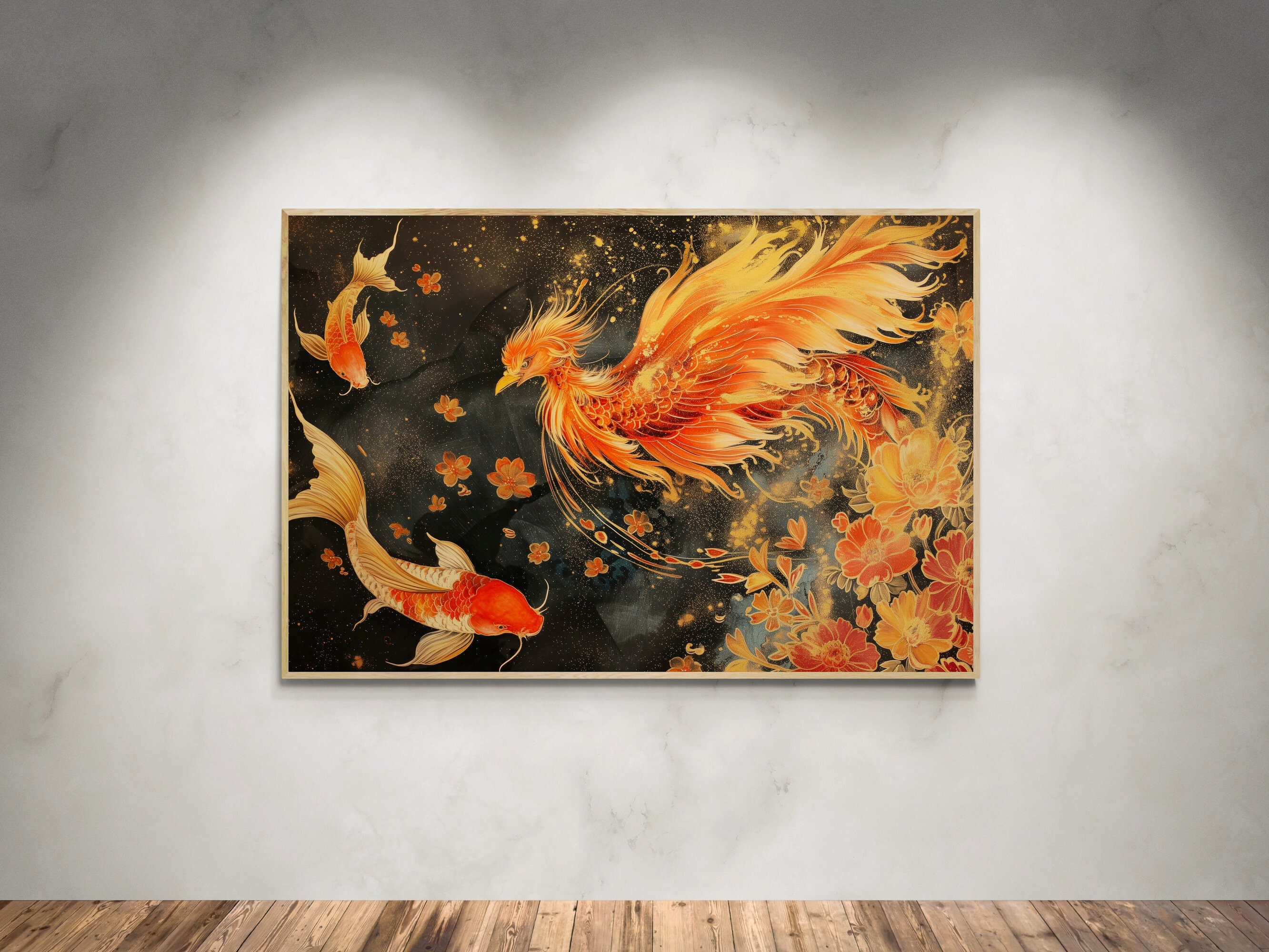 Majestic Phoenix in Flames Canvas Print Mythical Fiery Bird ...