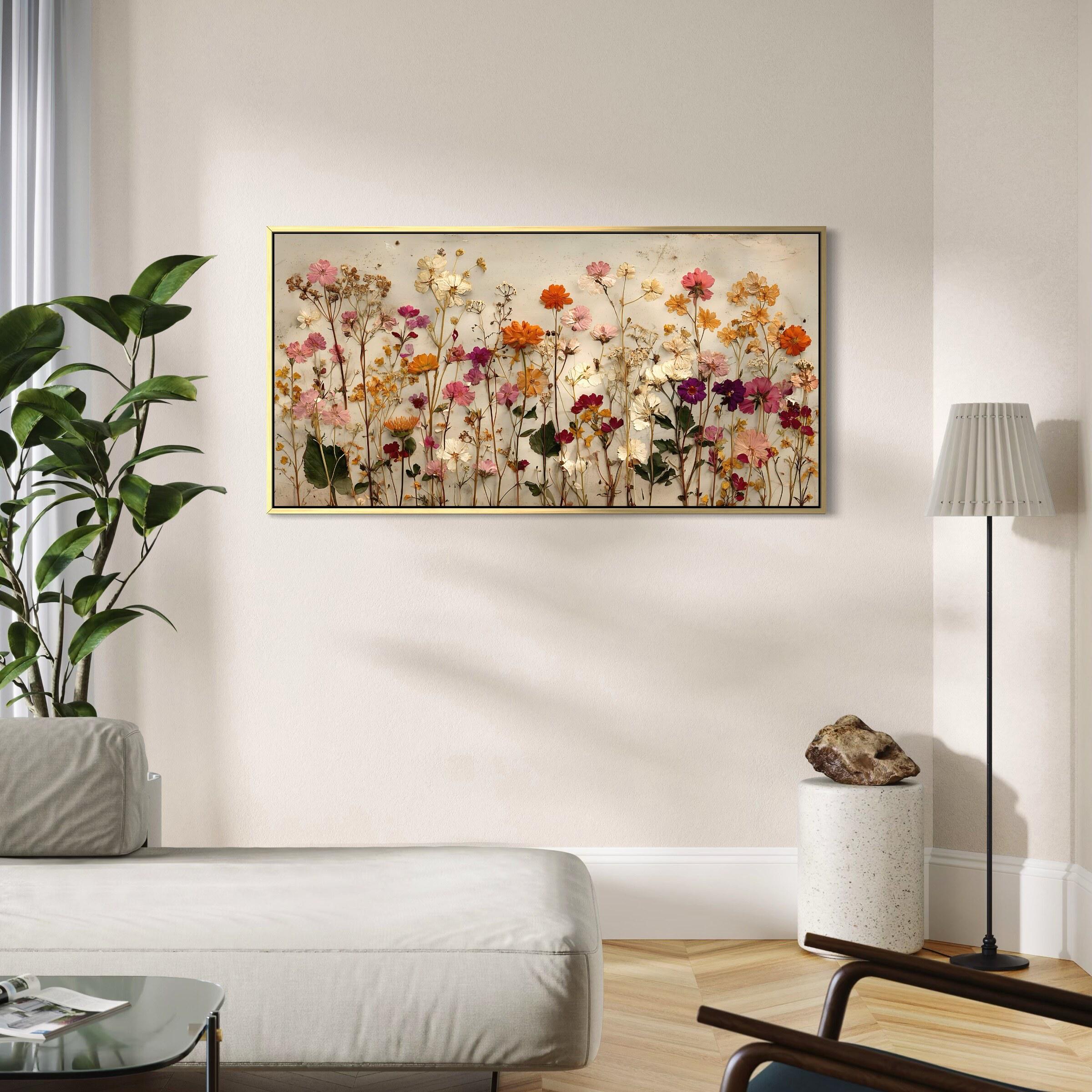 Vintage Pressed Wildflower Canvas Print Elegant Botanical Floral Wall ...