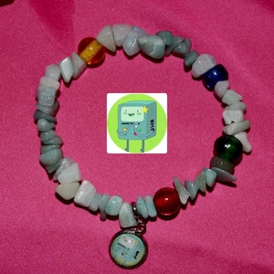 Mint Gameboy Bracelet – Inspired by a Playful Retro Gamebot Friend - Amazonite - glass - Cartoon - AdventureTime