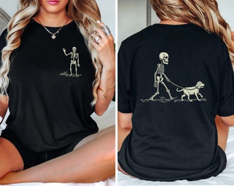 Dog Lover Skeleton Shirt, Dog Walker Skeleton Shirt, Dog Mama Shirt, Gift For Her, Dog Mom, Bella Canvas Unisex Jersey Short Sleeve Tee