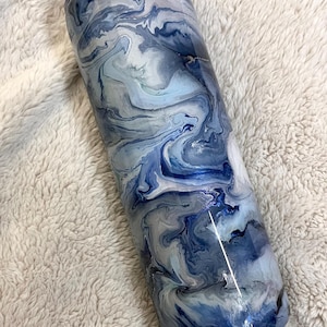Blue Alcohol Ink with Mica Powder and Epoxy 20oz Skinny Tumbler, Handmade, One of a Kind, Epoxy Resin and Colorful Ink Tumbler