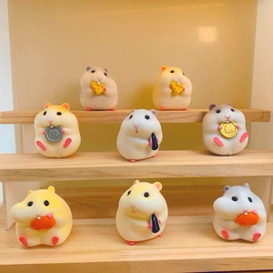 Fuzzy Adorable Hamsters munching on food Blind Box Set Mystery Boxes cute hamsters with food hamster mouthful of food