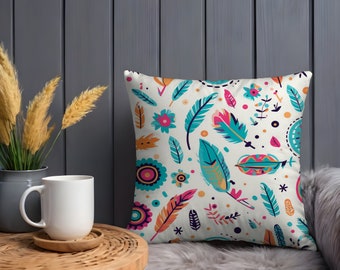 Boho Chic Pillow With Insert, Cozy Stylish Accent for Your Home Decor Soft Cushion Included,  Trendy Bohemian Design for Unique Living Space