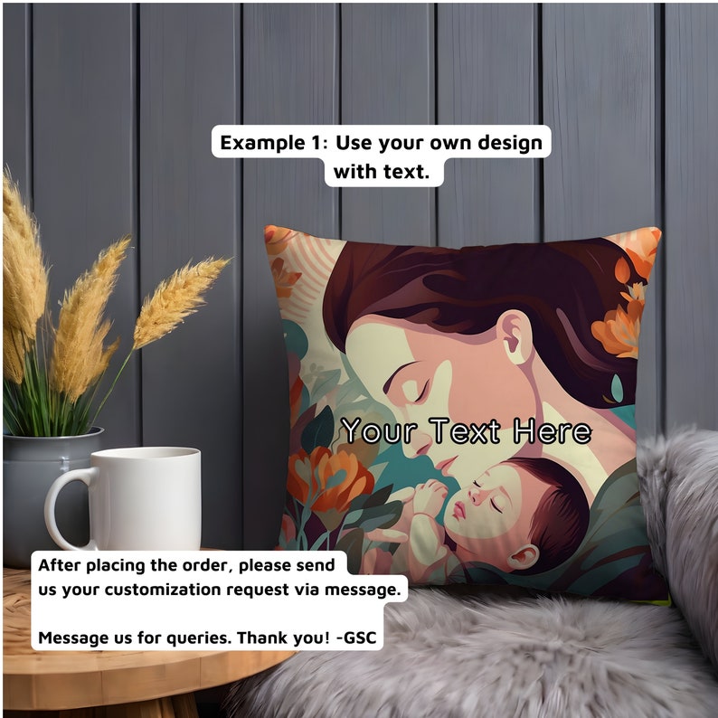 a pillow with a picture of a woman and flowers on it