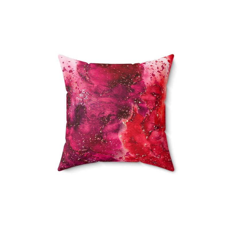 Red Passion Alcohol Ink Premium Pillow,ink Art Throw Pillow, Fluid Art ...