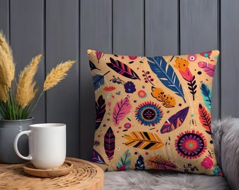 Boho Chic Pillow With Insert, Cozy Stylish Accent for Your Home Decor Soft Cushion Included,  Trendy Bohemian Design for Unique Living Space