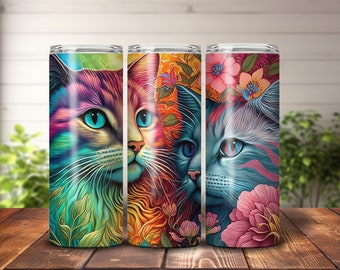 Cats Alcohol Ink Art Stainless Steel Tumbler Drinkware Unique and Artistic Cool Designs Modern Art Cup Hot Cold 20oz