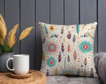Boho Chic Pillow With Insert, Cozy Stylish Accent for Your Home Decor Soft Cushion Included,  Trendy Bohemian Design for Unique Living Space
