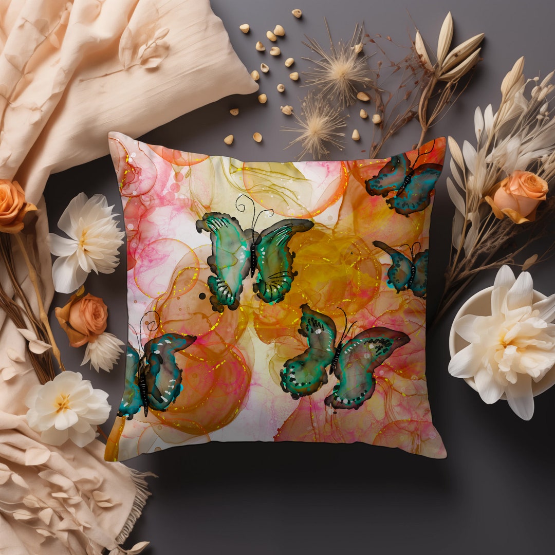 Custom Alcohol Ink Pillow With Cushion Insert Personalized Text ...