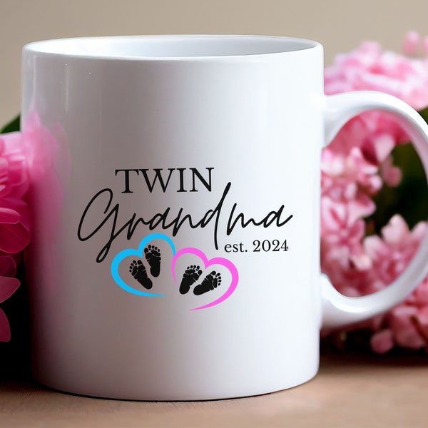 Twin Grandma Gift Mug, Twin announcement to grandma, Grandma Mug, Twin Mug, Baby Announcement Gift, Valentine's Day Gift for Twin Grandma