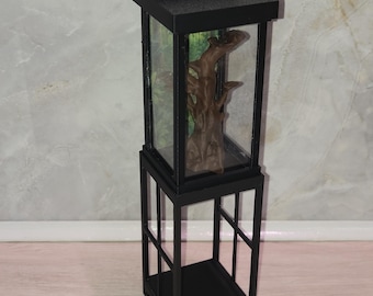 Set de terrario alto de jungla en miniatura/miniverso personalizado con soporte - Exhibición de lagartos/vivario en miniatura (escala 1:6)