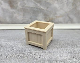 Macetero cuadrado moderno – Escala 1:6 para casas de muñecas, dioramas y miniversos.