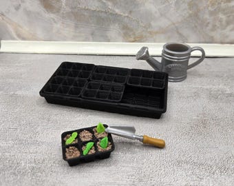 Mini set de iniciación de semillas / Bandeja de jardín a escala 1:6 con contenedores de semillas extraíbles