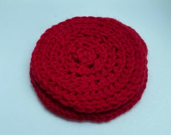 Red 6” Crochet Coaster Set