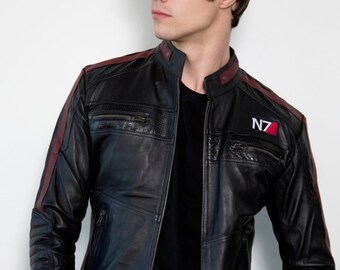 Chaqueta de cuero Mass Effect N7 hecha a mano