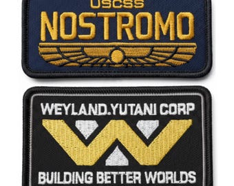 USCSS Nostromo Weyland Yutani Alien Patch - 2pc Hook Fastener Backing