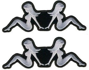 Mudflap Girl Embroidered Patch - 2pc 5 x 2 Inch Iron On or Sew On