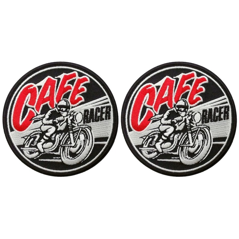 Cafe Motorcycle Racer Old School Biker Patch - 3 Inch Iron on or Sew On ...