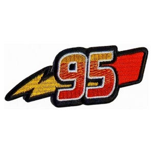 May include: Red and yellow embroidered patch with the number 95 and a yellow lightning bolt.