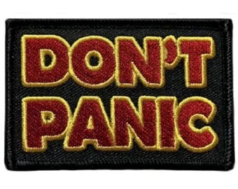 Don't Panic Embroidered Morale Patch - 3 x 2 Inch Hook Fastener Backing
