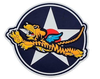 Flying Tigers Warhawk P40 Tactical Morale Patch - 3 x 3 Inch Hook Fastener Backing