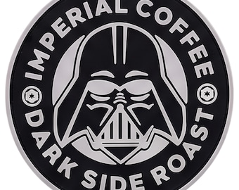 Imperial Coffee Dark Side Roast 3D PVC Rubber Vader Patch - 3 x 3 inch Hook Fastener