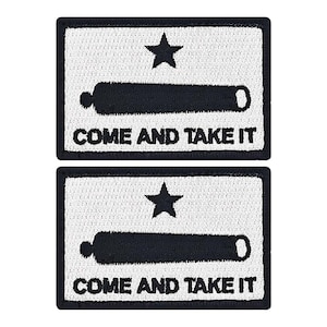 Come And Take It Gonzales Cannon Texas Revolution Patch 2pc - 3 x 2 Inch Hook Fastener Backing