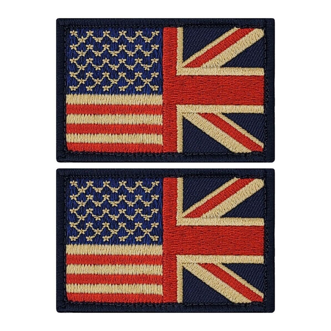 USA UK Flag British American Flag Subdued Morale Patch - 2pc 3 X 2 Inch ...
