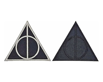 Deathly Hallows Triangle Symbol Patch - 2pc 3 x 2.5 Inch Iron On or Sew On