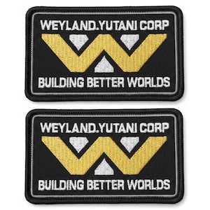Weyland Yutani Building Better Worlds Alien Patch - 2pc 4 x 2.5 Inch Hook Fastener Backing