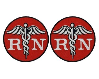 Medical RN Nurse Embroidered Round Nurse Patch - 2pc 3 x 3 Inch Iron On or Sew On