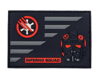 Inferno Squad USA Flag 3D PVC Rubber Patch - 3 x 2 Inch Hook Fastener Backing