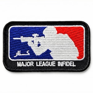Embroidered Major League Morale Patch - 3.5 x 2 Inch Hook Fastener Backing