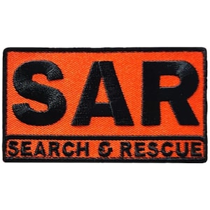 SAR Search and Rescue Embroidered Tactical Patch - 3.5 x 2 Inch Hook Fastener Backing