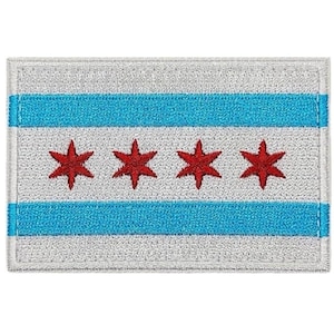 Chicago City Flag Embroidered Patch - 3 x 2 Inch Iron On or Sew On