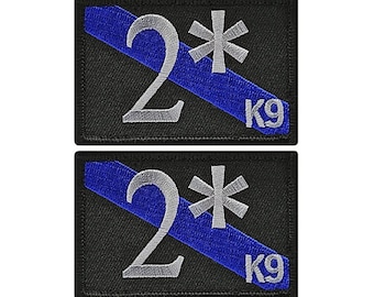 2* Two Ass to Risk Thin Blue Line K9 Patch - 2pc 3 x 2 Inch Hook Fastener Backing